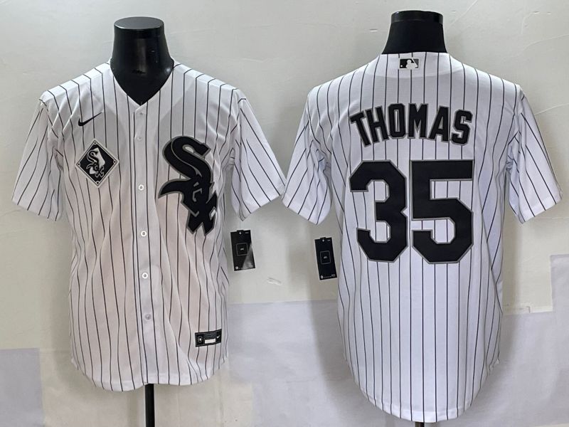 Men 2025 Chicago White Sox #35 Thomas White Stripe Game Nike MLB Jersey style 7